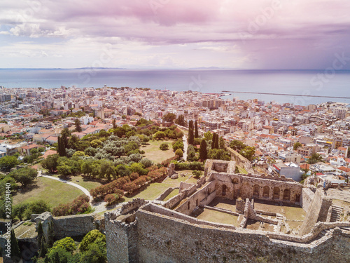 Картината върху платно Aerial drone photo of famous town and castle of Patras, Peloponnese, Greece