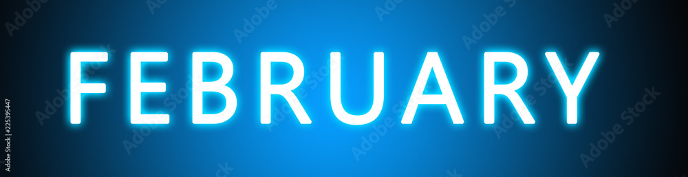 February - glowing white text on blue background February - glowing white text on blue background