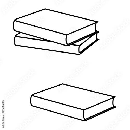 Silhouettes of books. Set of two icons. Vector illustration