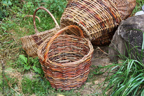 Wicker baskets on the grass
