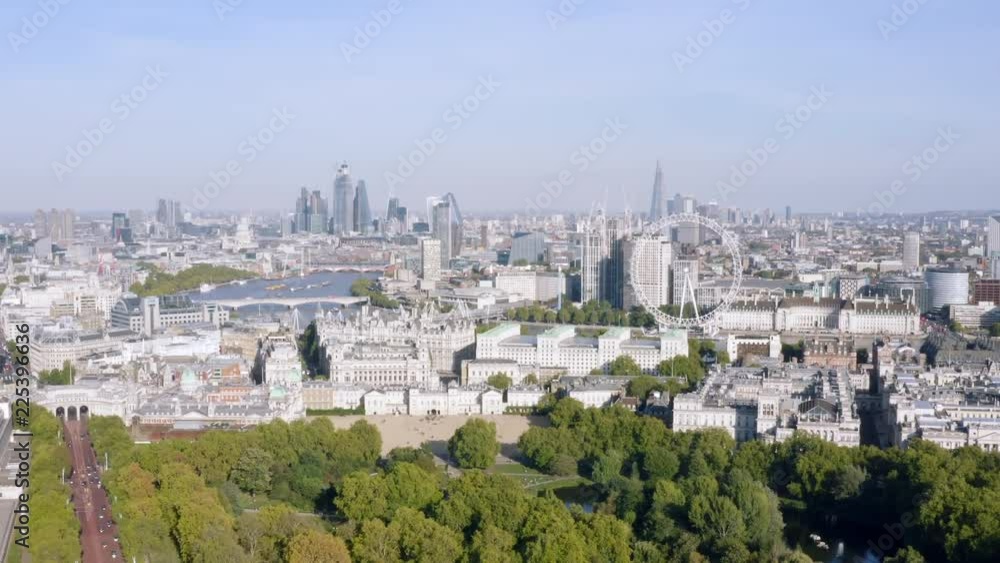 New London Skyline Aerial View one of the Most Beautiful Cities in the World with Iconic Landmarks Wheel, Modern Towers feat. Famous Westminster Buildings around Touristic Central District, England UK New London Skyline Aerial View one of the Most Beautiful Cities in the World with Iconic Landmarks Wheel, Modern Towers feat. Famous Westminster Buildings around Touristic Central District, England UK