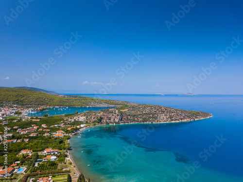 Top view of a coastal line. Aerial drone bird's eye view photo. © Max Topchii