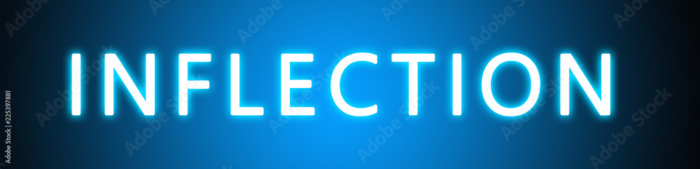 Inflection - glowing white text on blue background Inflection - glowing white text on blue background