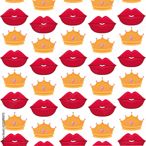 sensuality female lips and crowns pattern