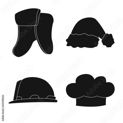 Vector design of headgear and cap symbol. Collection of headgear and accessory stock vector illustration.