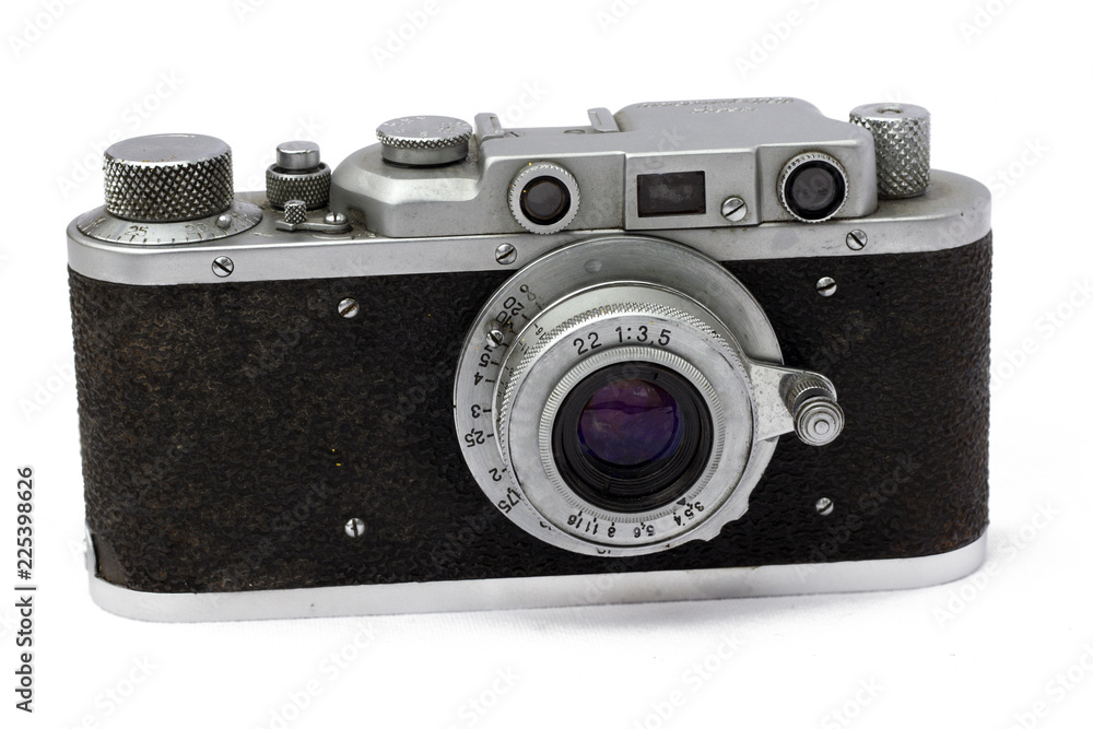 old 1954 camera isolated on white background