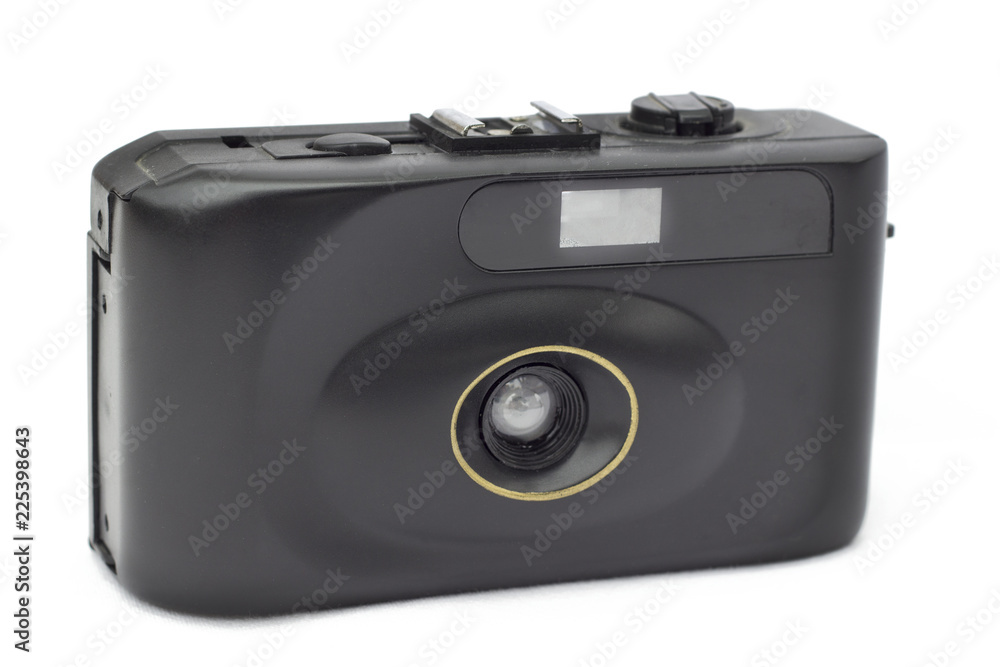 old 1990 camera isolated on white background old 1990 camera isolated on white background
