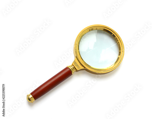 Gold-rimmed magnifier with wooden handle