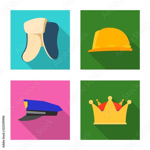 Vector design of headgear and cap sign. Set of headgear and accessory vector icon for stock.