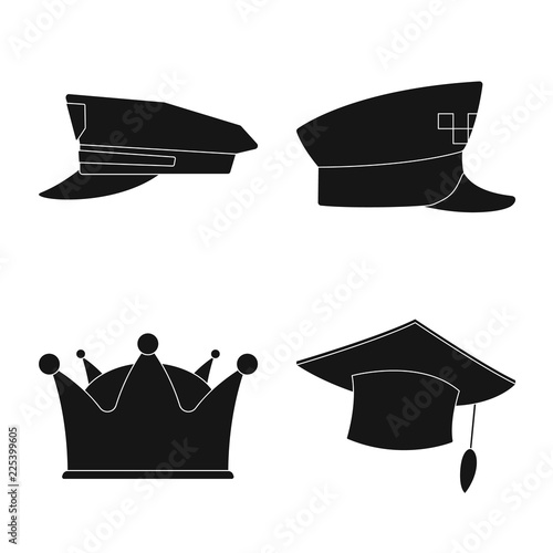 Vector design of headgear and cap icon. Set of headgear and accessory stock symbol for web.
