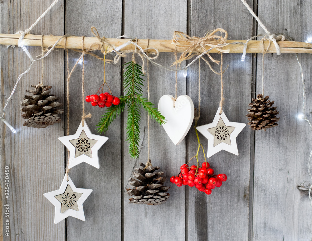 Christmas decoration on wooden background Christmas decoration on wooden background