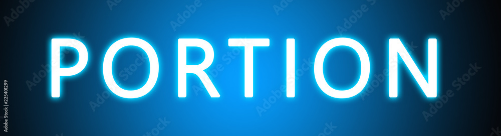 Portion - glowing white text on blue background Portion - glowing white text on blue background