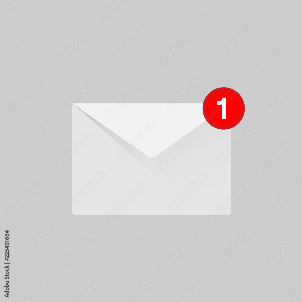 notification icon speech bubble in open letter. concept of ui, red empty space, mailbox, check list, writing, incoming, send data file. flat style trend modern logotype graphic design on background