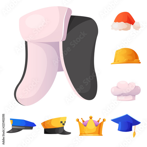 Isolated object of headgear and cap symbol. Collection of headgear and accessory vector icon for stock.