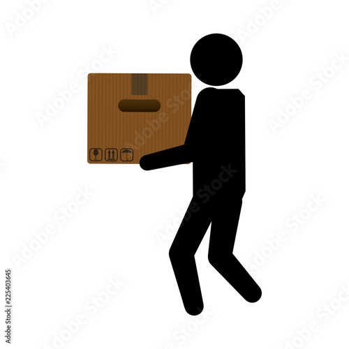 delivery worker lifting box character