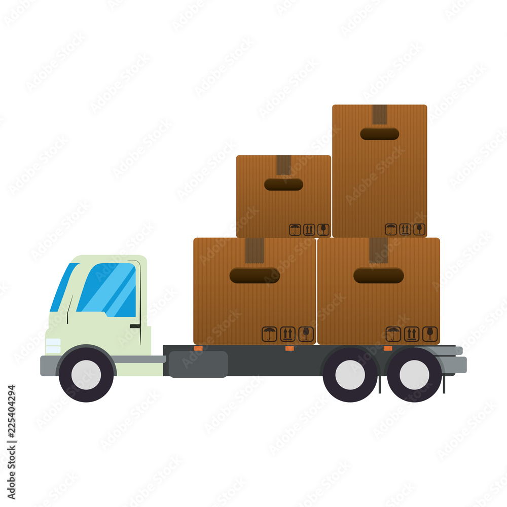 truck vehicle with carton boxes truck vehicle with carton boxes