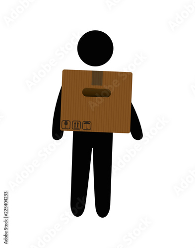 delivery worker lifting box character