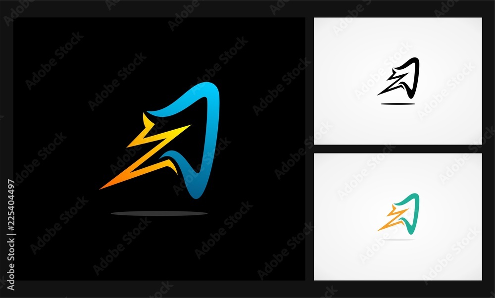 Obraz premium power electric tooth logo