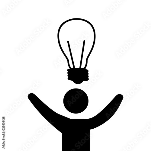 human silhouette with bulb light idea