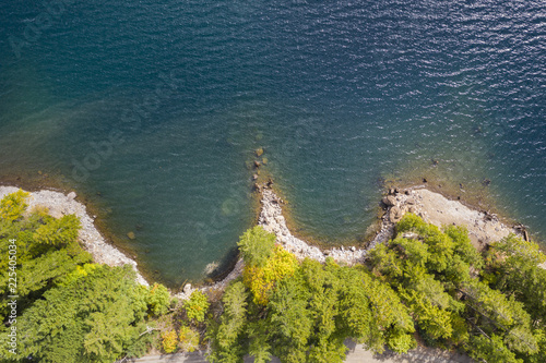 Aerial view of a natural coatline and forest in Washington State, USA photo