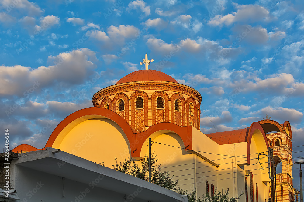 Fototapeta premium Asprovalta, Greece - August 10, 2018: Orthodox Church in Asprovalta, Greece