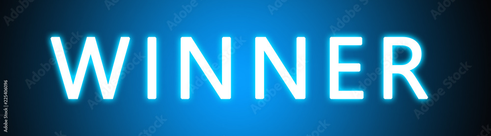 Winner - glowing white text on blue background Winner - glowing white text on blue background