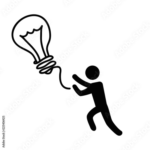 human figure with bulb silhouette icon