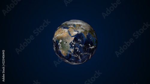 3d planet earth with some clouds  different continents  computer generated rendering background