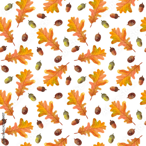 watercolor seamless pattern of autumn leaves for design and decoration © Anastasiia Trembach