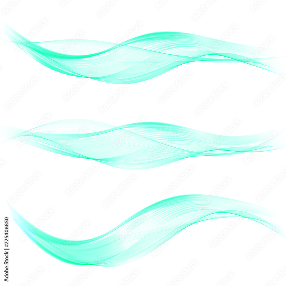 Obraz premium Abstract blue color wave design element. Set Blue wave