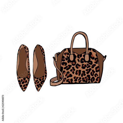 Chaussures Et Accessoires Avec Imprimé Léopard À La Mode Clip Art Libres De  Droits, Svg, Vecteurs Et Illustration. Image 76181056