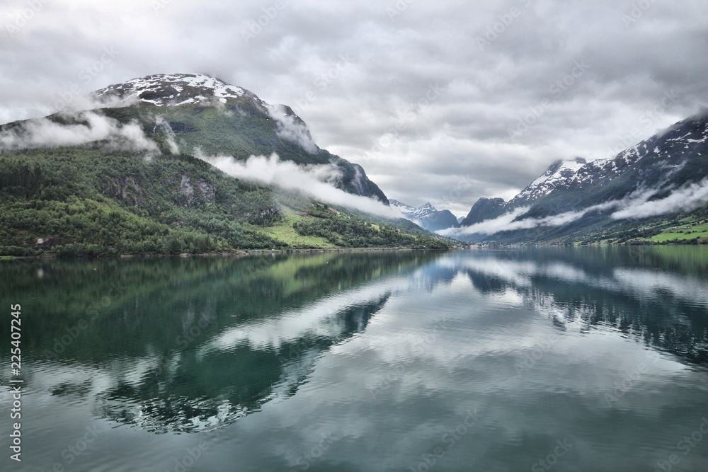 Fototapeta premium Mysterious fiord in Norway - Scandinavian landscape