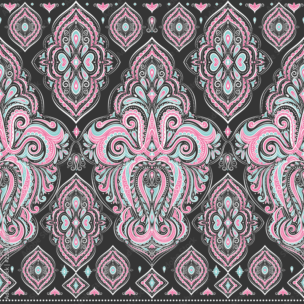 Beautiful floral seamless pattern. Vintage vector, paisley elements. Traditional,Turkish, Indian motifs. Great for fabric and textile, wallpaper, packaging or any desired idea.