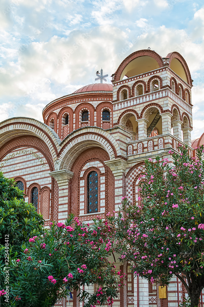 Fototapeta premium Asprovalta, Greece - August 10, 2018: Orthodox Church in Asprovalta, Greece