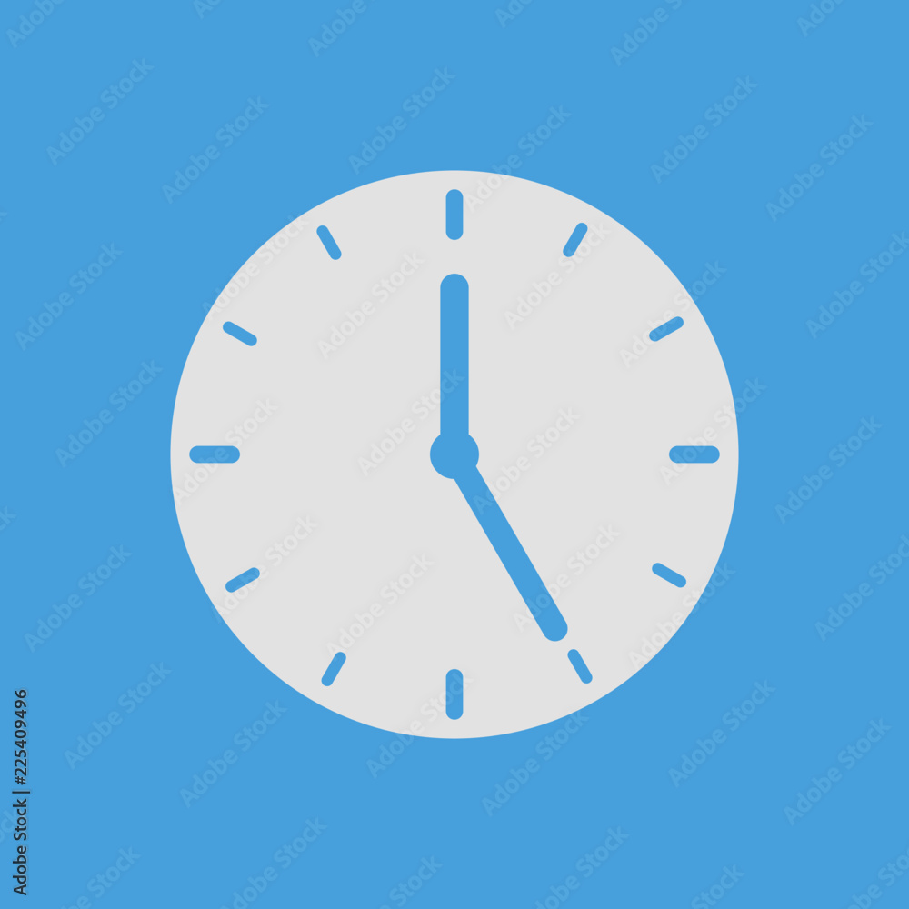 Clock face flat design illustration with hands and hour marks. Clock face flat design illustration with hands and hour marks.