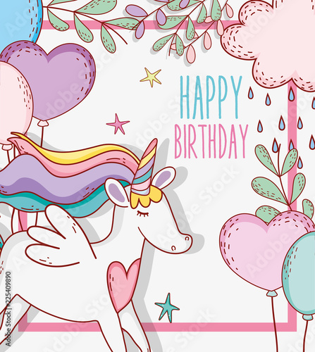 ute unicorn with heart balloon and plants