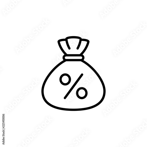 money sack with percent sign line black icon