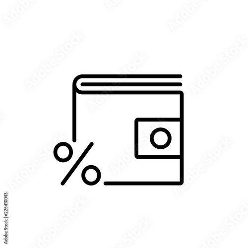 money wallet with percent sign line black icon