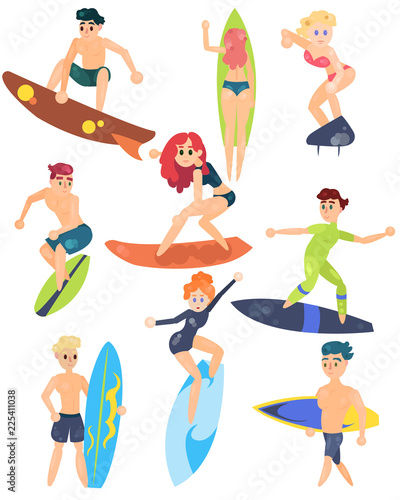 Summer sports of active modern young people windsurfing, surfing.
