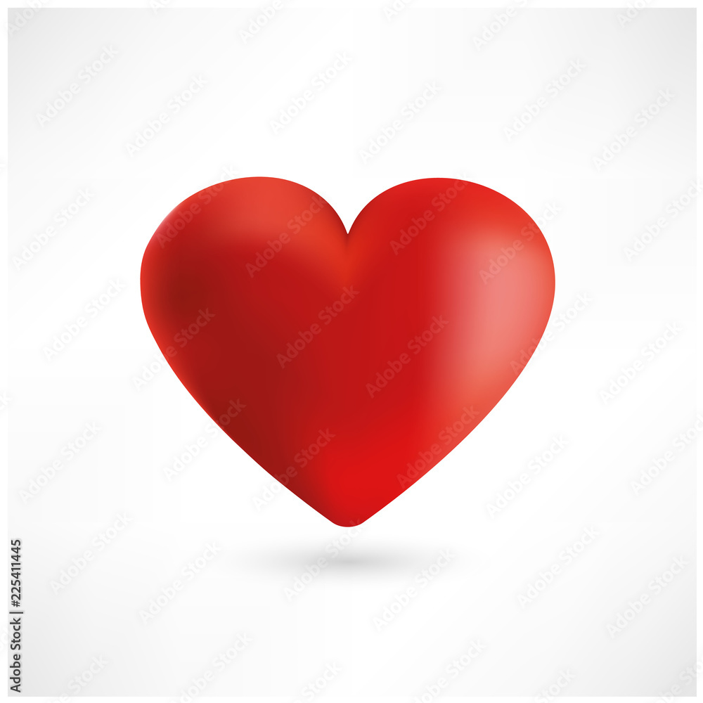 Bright red heart on white background. Vector
