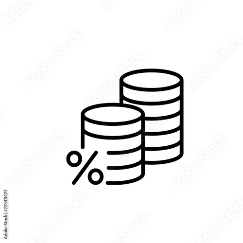 coins with percent sign line black icon