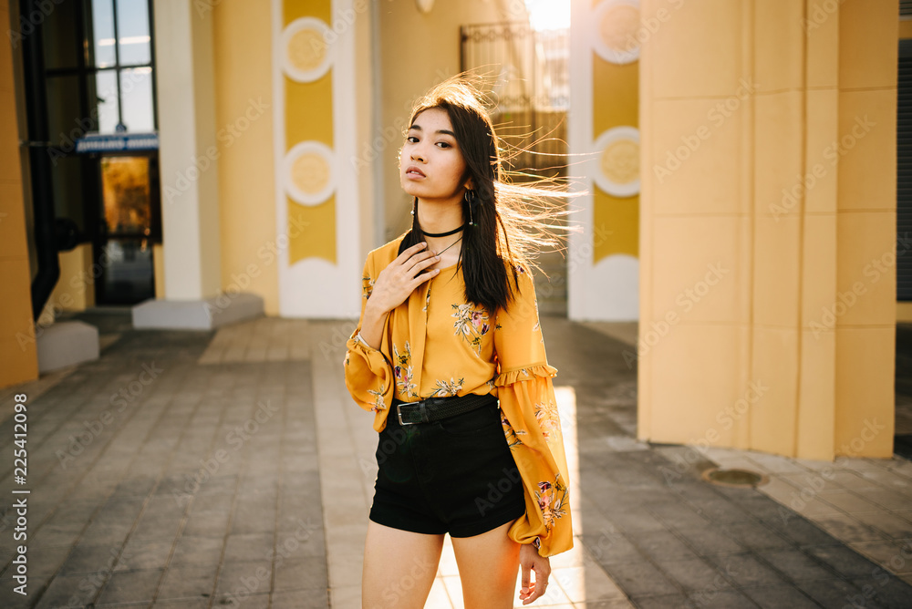 Asian beautiful woman with black hair 