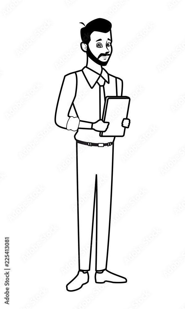 Executive businessman cartoon in black and white