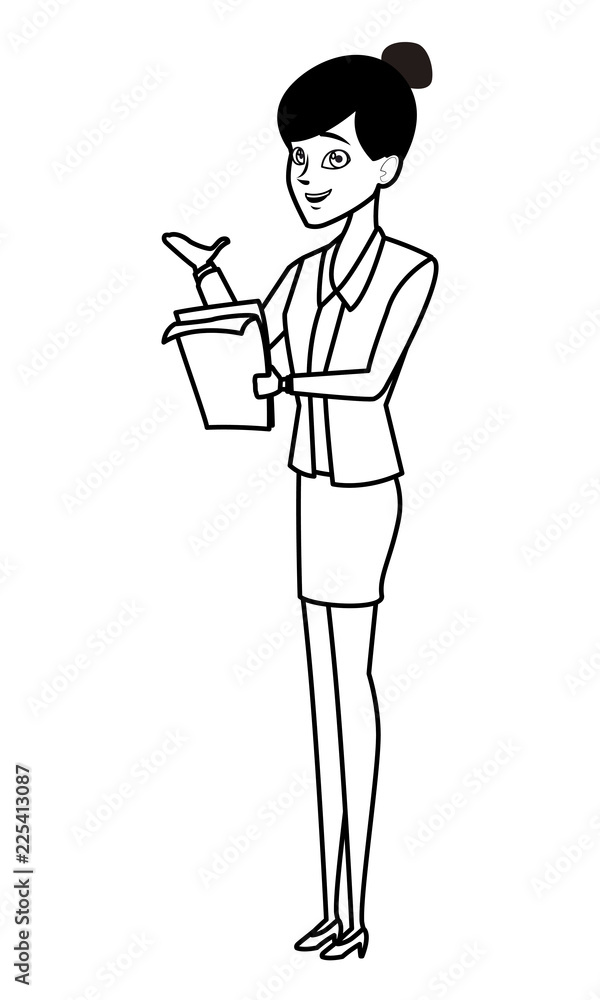 Executive businesswoman cartoon in black and white Executive businesswoman cartoon in black and white