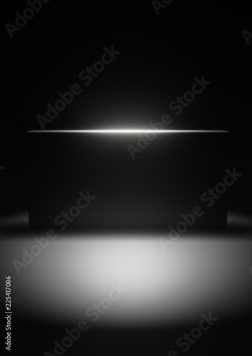 black monolith 3d illustration with copy space