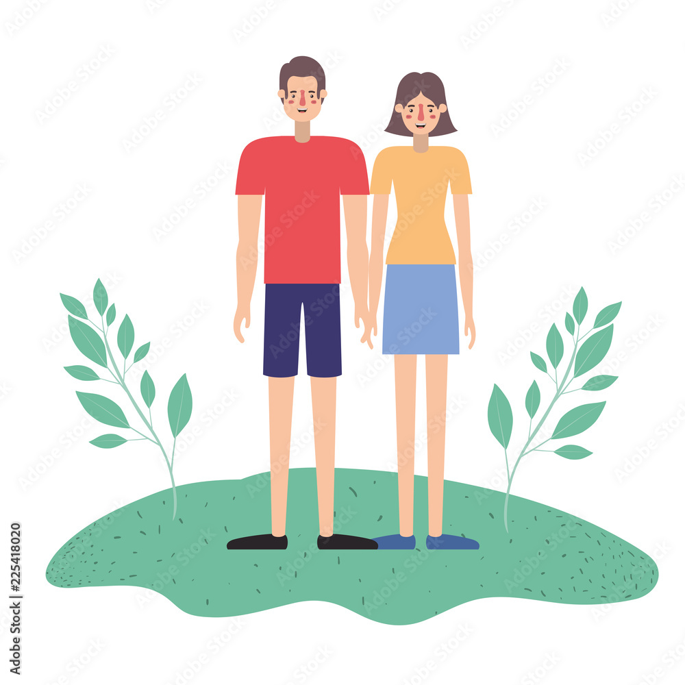 young couple in the landscape avatar character