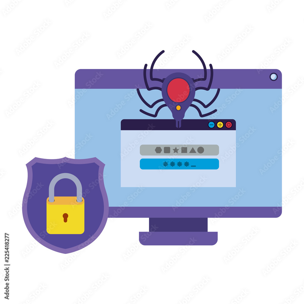Fototapeta premium Computer virus scan avatar character