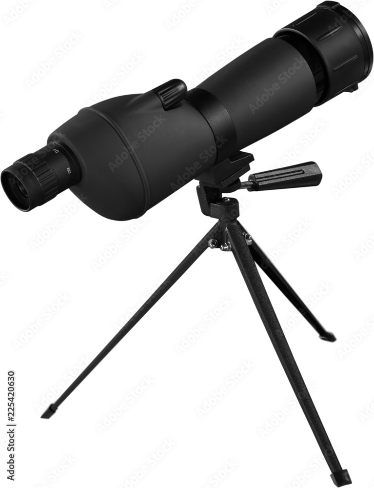Black Astronomy Telescope on Tripod - Isolated Black Astronomy Telescope on Tripod - Isolated