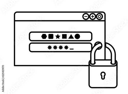 computer window with padlock isolated icon