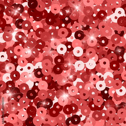Glitter seamless texture. Admirable red particles. Endless pattern made of sparkling sequins. Exquis